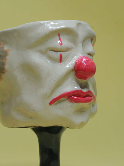 Sleeping Clown Ceramic Face Goblet - Small Handmade Ceramic Drinkware