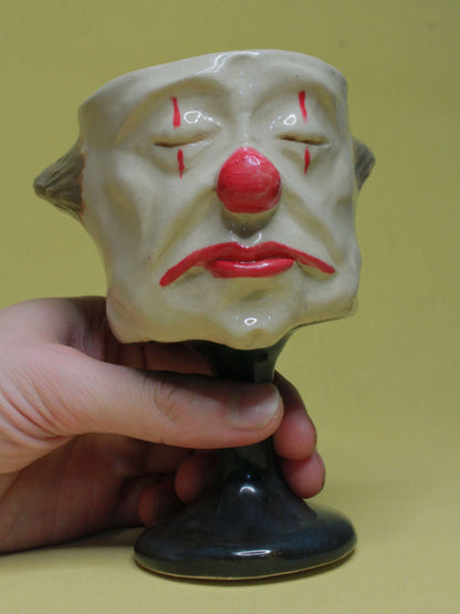 Sleeping Clown Ceramic Face Goblet - Small Handmade Ceramic Drinkware