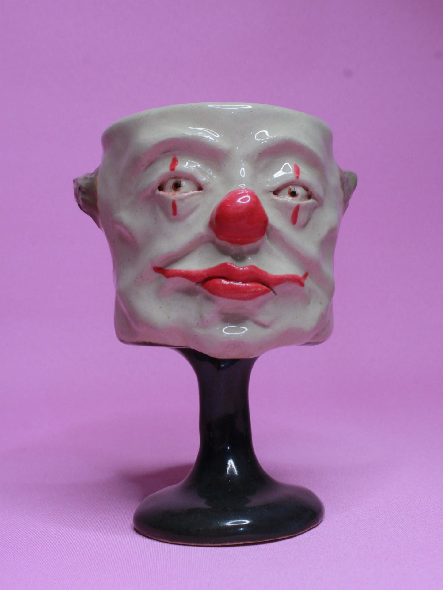 Seeing Clown Ceramic Face Goblet - Small Handmade Ceramic Drinkware