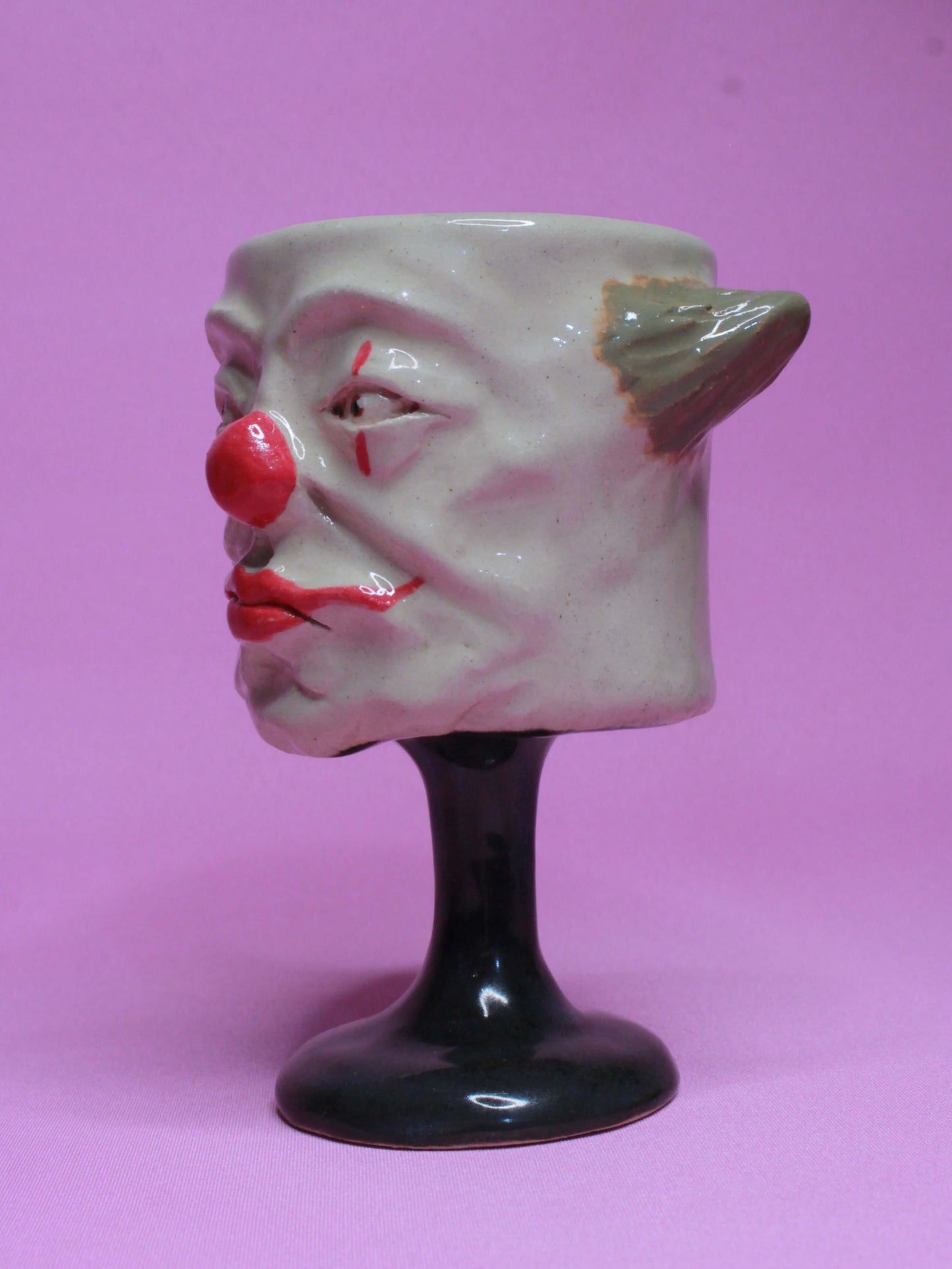 Seeing Clown Ceramic Face Goblet - Small Handmade Ceramic Drinkware