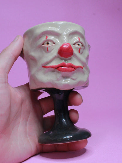 Seeing Clown Ceramic Face Goblet - Small Handmade Ceramic Drinkware