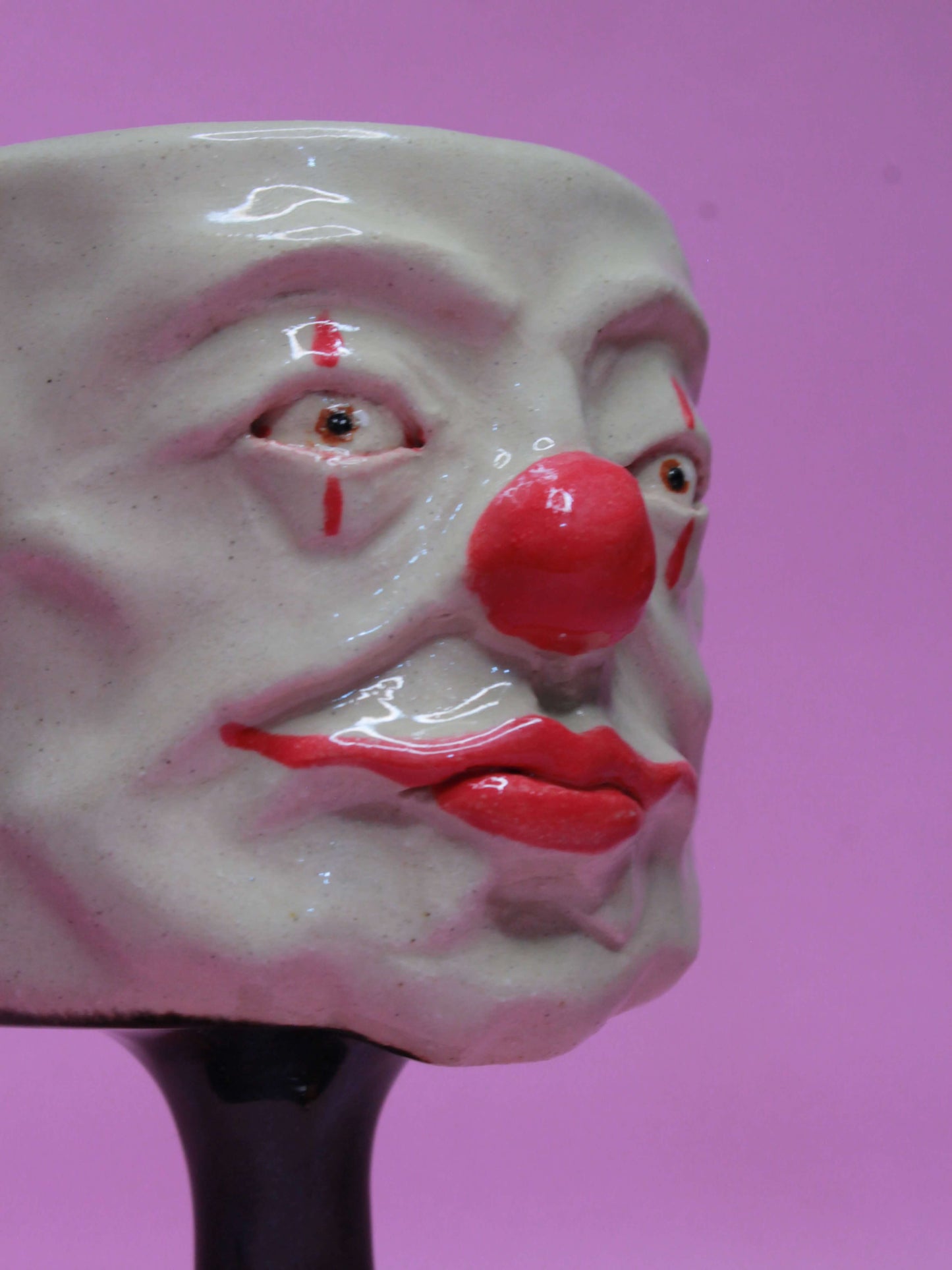 Seeing Clown Ceramic Face Goblet - Small Handmade Ceramic Drinkware