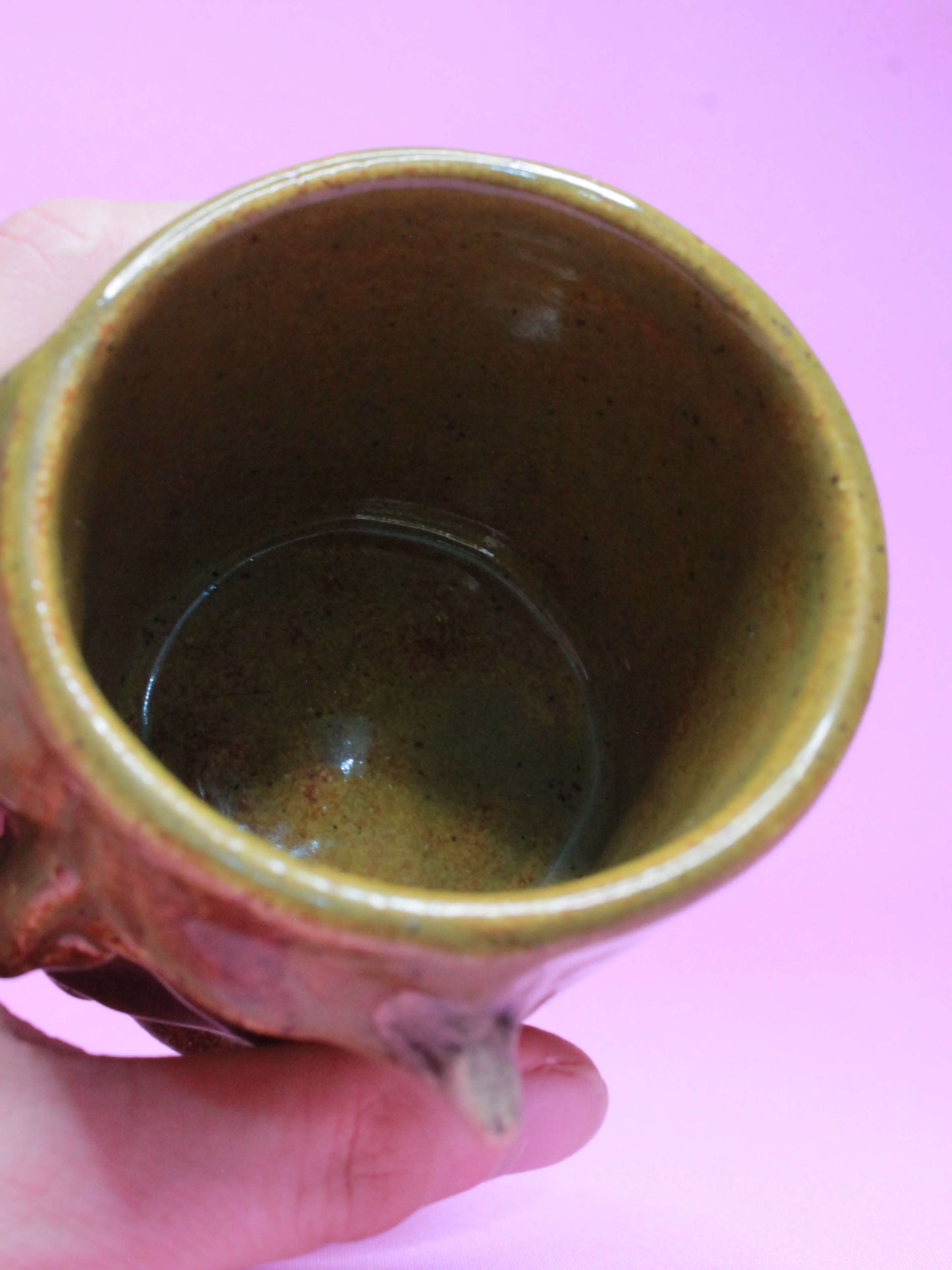 Green Goblin Ceramic Face Goblet - Small Handmade Ceramic Drinkware