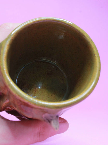 Green Goblin Ceramic Face Goblet - Small Handmade Ceramic Drinkware