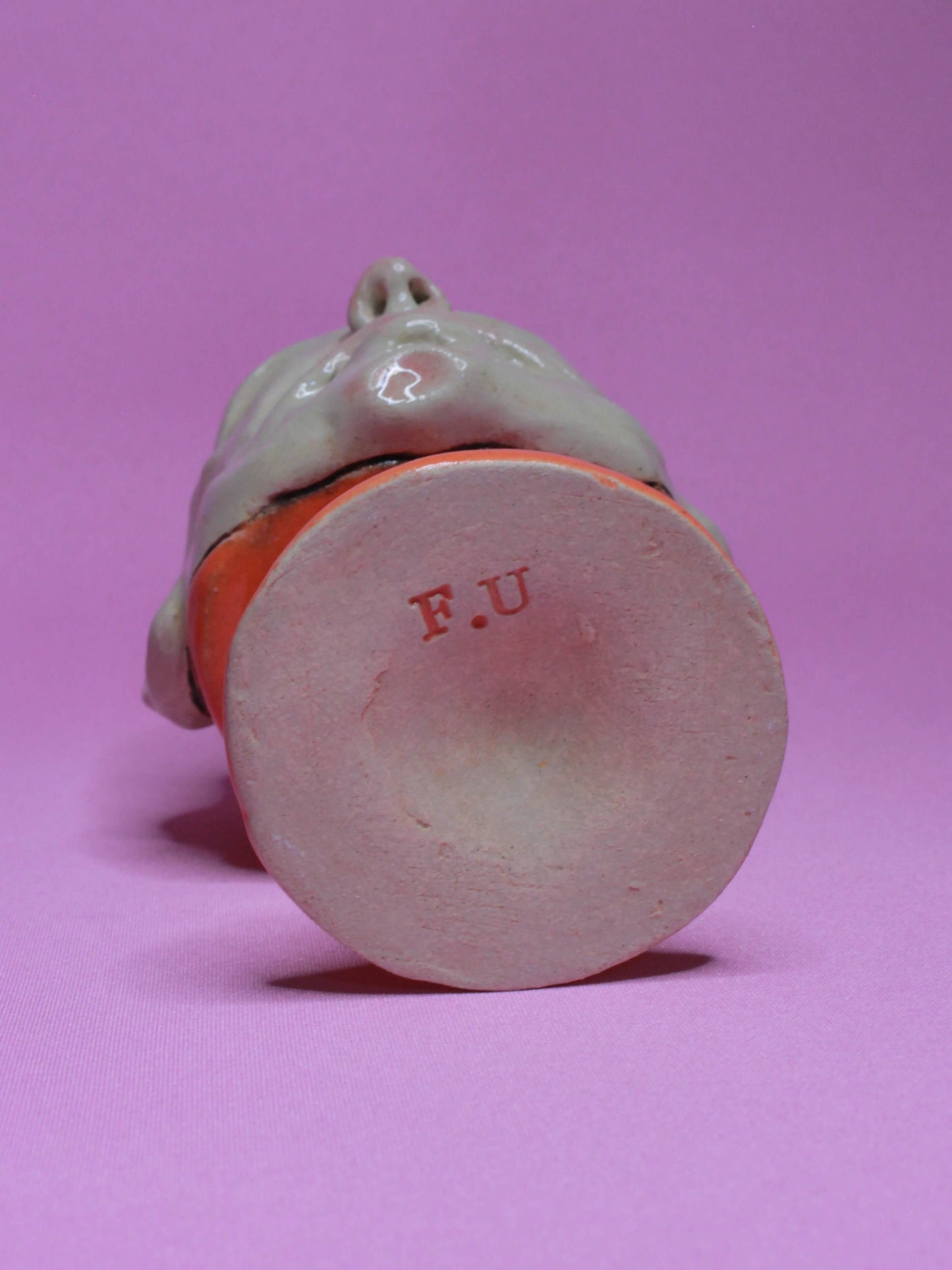 Orange (Closed Eyes) Ceramic Face Goblet - Small Handmade Ceramic Drinkware (Copy)