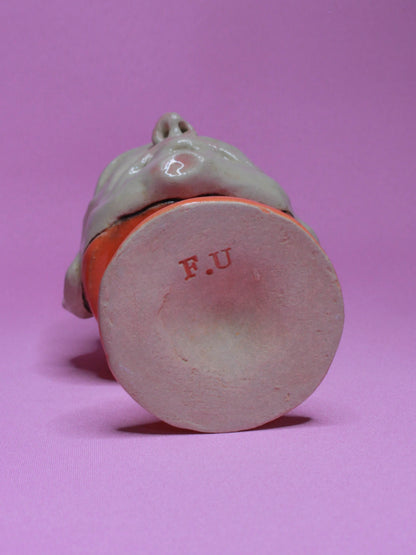 Orange (Closed Eyes) Ceramic Face Goblet - Small Handmade Ceramic Drinkware (Copy)