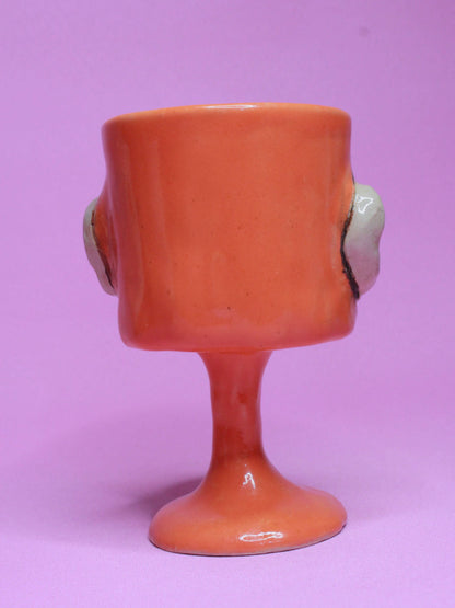 Orange (Closed Eyes) Ceramic Face Goblet - Small Handmade Ceramic Drinkware (Copy)