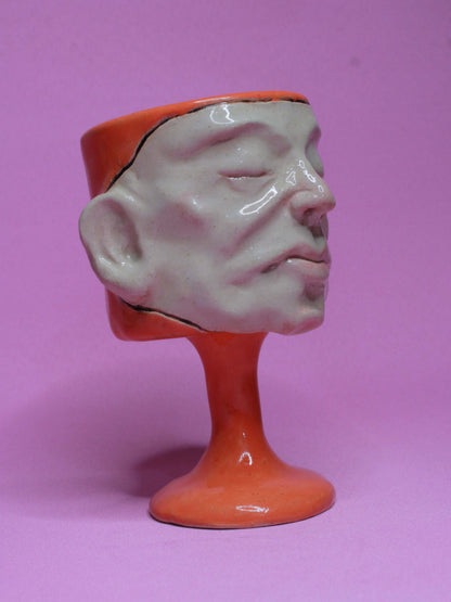 Orange (Closed Eyes) Ceramic Face Goblet - Small Handmade Ceramic Drinkware (Copy)