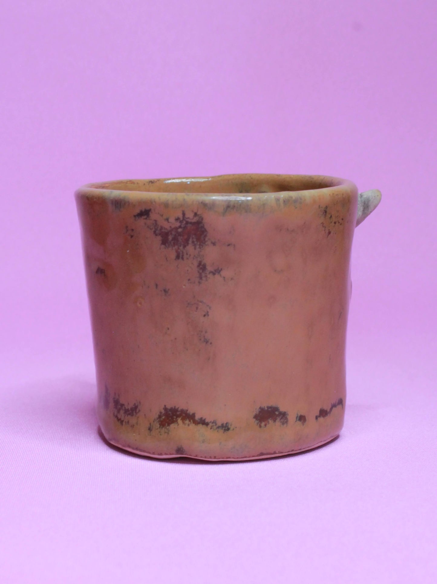 Brown Devil Mini Pot (Closed Eyes) / Tumbler - Handmade Ceramic Pot & Drinkware