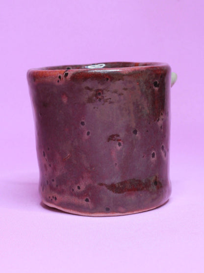 Red Devil Mini Pot (Open Eyes) / Tumbler - Handmade Ceramic Pot & Drinkware