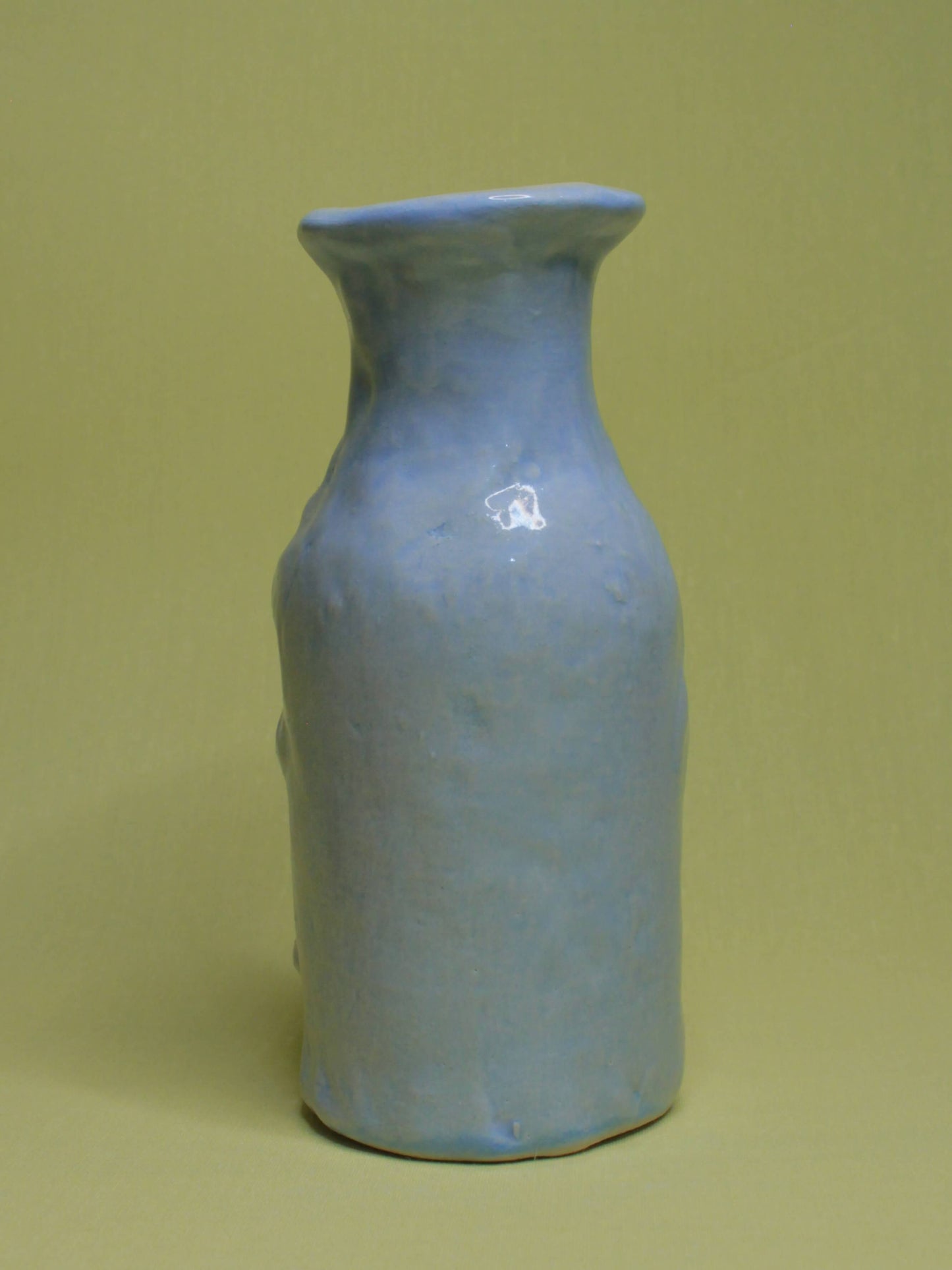 Blue (Closed Eyes) Ceramic Bottle Vase Goblet - Small Handmade Ceramic Bud Vase