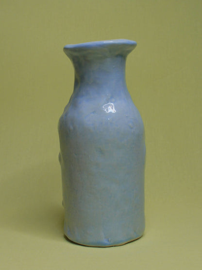 Blue (Closed Eyes) Ceramic Bottle Vase Goblet - Small Handmade Ceramic Bud Vase