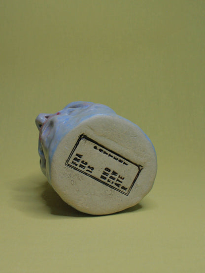 Blue (Closed Eyes) Ceramic Bottle Vase Goblet - Small Handmade Ceramic Bud Vase