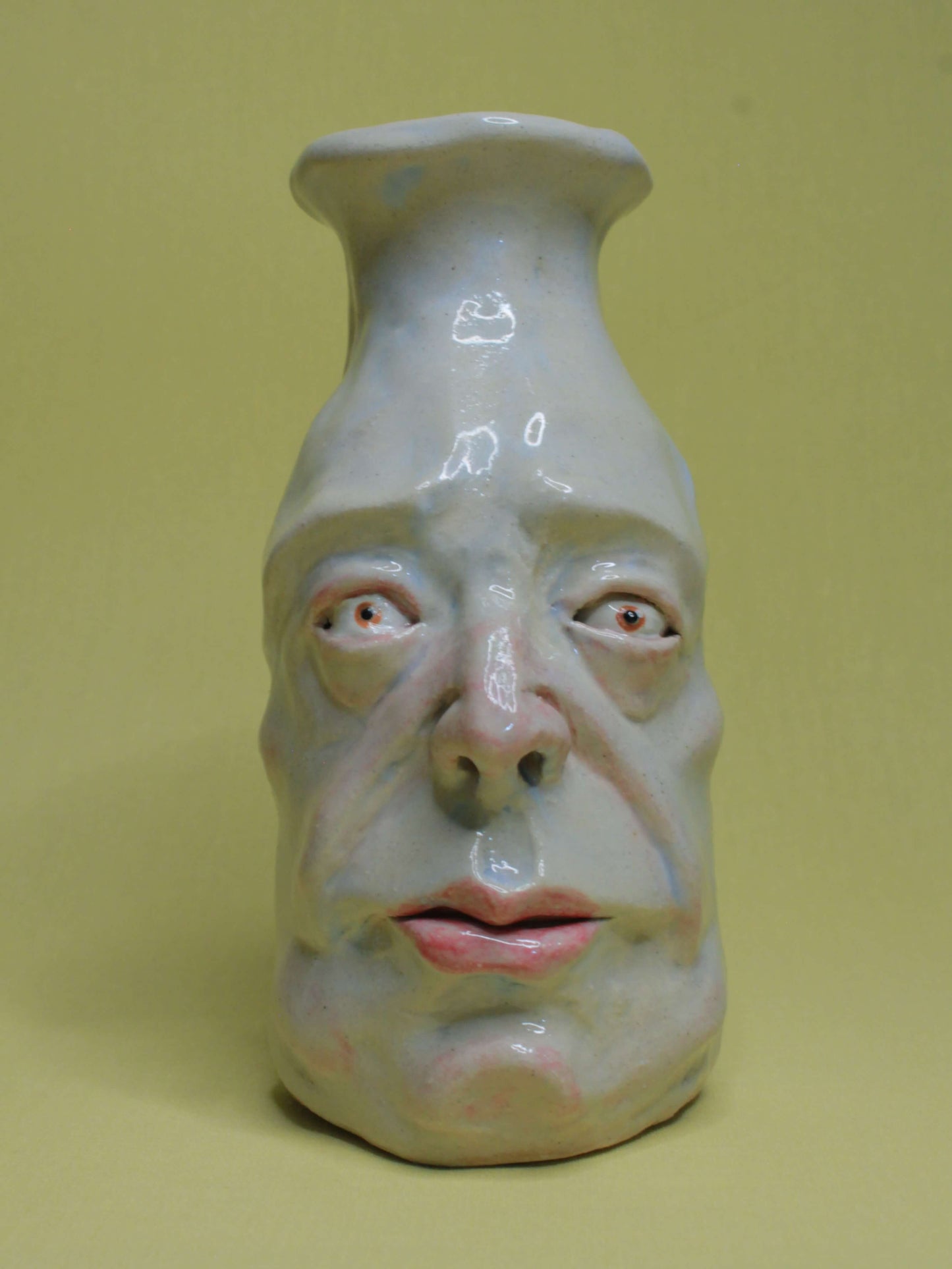 White (Open Eyes) Ceramic Bottle Vase Goblet - Small Handmade Ceramic Bud Vase