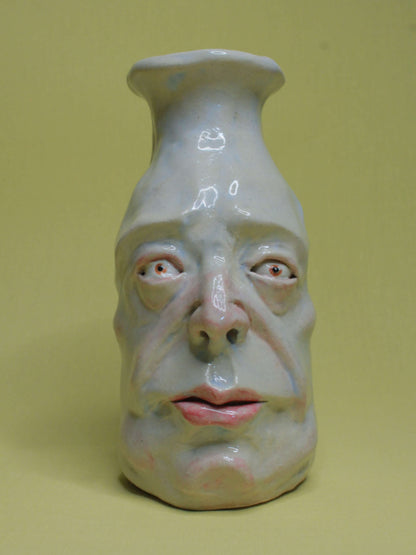 White (Open Eyes) Ceramic Bottle Vase Goblet - Small Handmade Ceramic Bud Vase