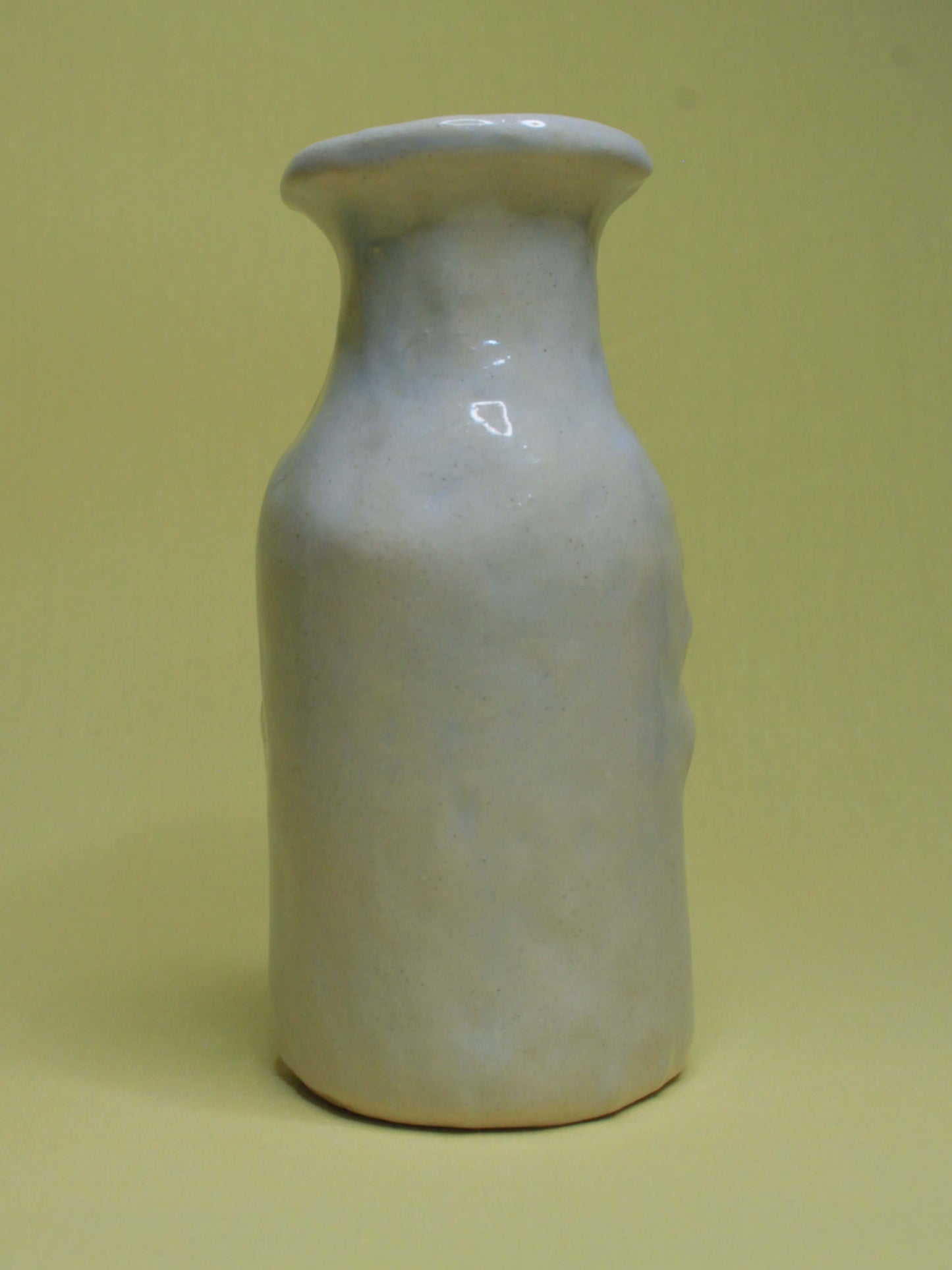 White (Open Eyes) Ceramic Bottle Vase Goblet - Small Handmade Ceramic Bud Vase