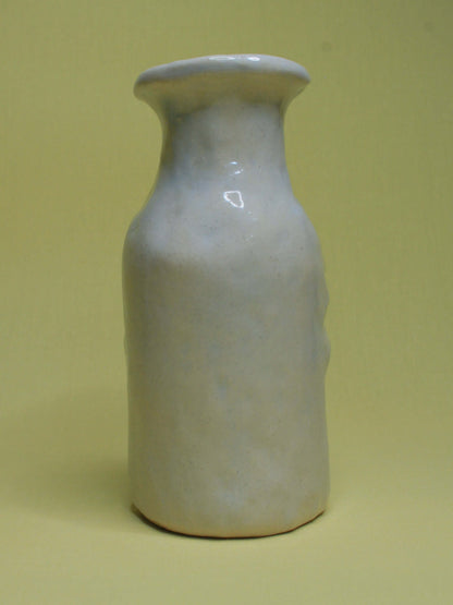 White (Open Eyes) Ceramic Bottle Vase Goblet - Small Handmade Ceramic Bud Vase