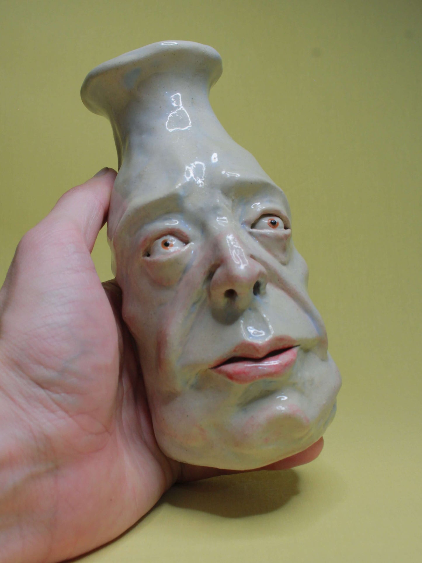White (Open Eyes) Ceramic Bottle Vase Goblet - Small Handmade Ceramic Bud Vase