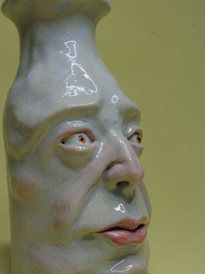 White (Open Eyes) Ceramic Bottle Vase Goblet - Small Handmade Ceramic Bud Vase