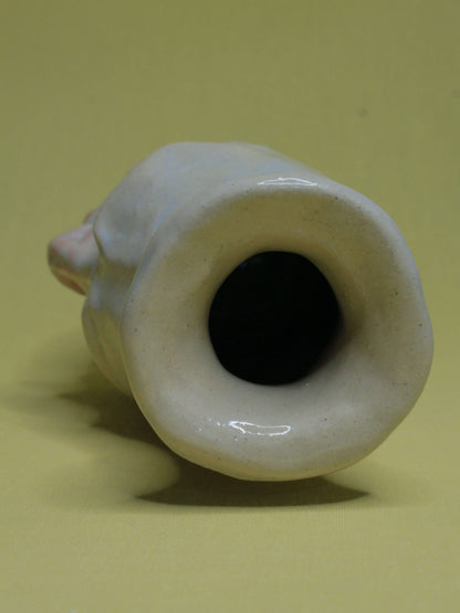 White (Open Eyes) Ceramic Bottle Vase Goblet - Small Handmade Ceramic Bud Vase