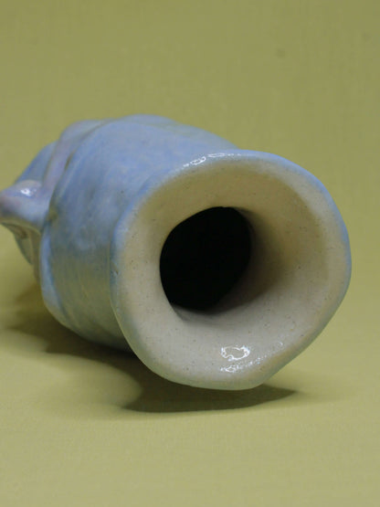 Blue (Closed Eyes) Ceramic Bottle Vase Goblet - Small Handmade Ceramic Bud Vase