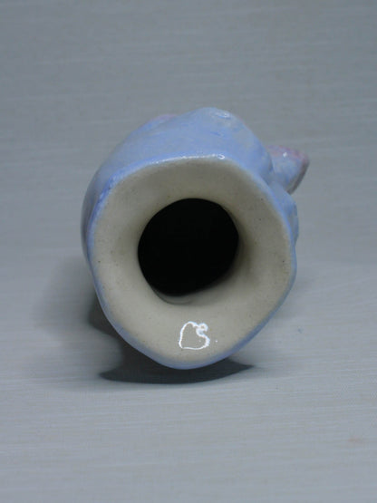 Blue (Open Eyes) Ceramic Bottle Vase Goblet - Small Handmade Ceramic Bud Vase