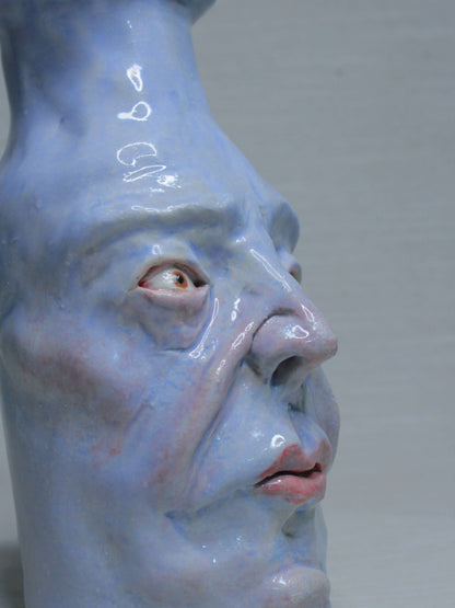 Blue (Open Eyes) Ceramic Bottle Vase Goblet - Small Handmade Ceramic Bud Vase
