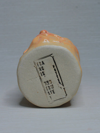 Yellow (Closed Eyes) Ceramic Bottle Vase Goblet - Small Handmade Ceramic Bud Vase
