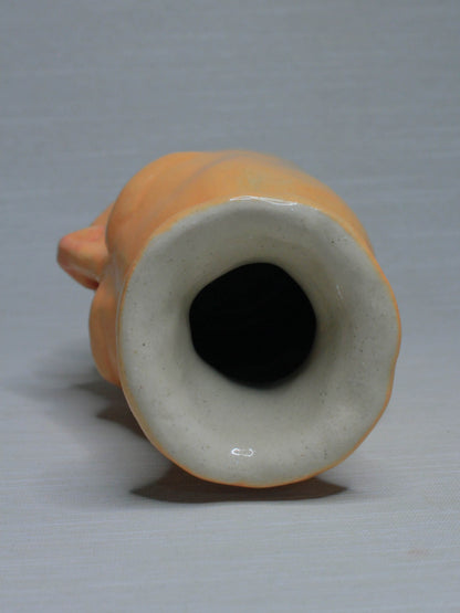 Yellow (Closed Eyes) Ceramic Bottle Vase Goblet - Small Handmade Ceramic Bud Vase