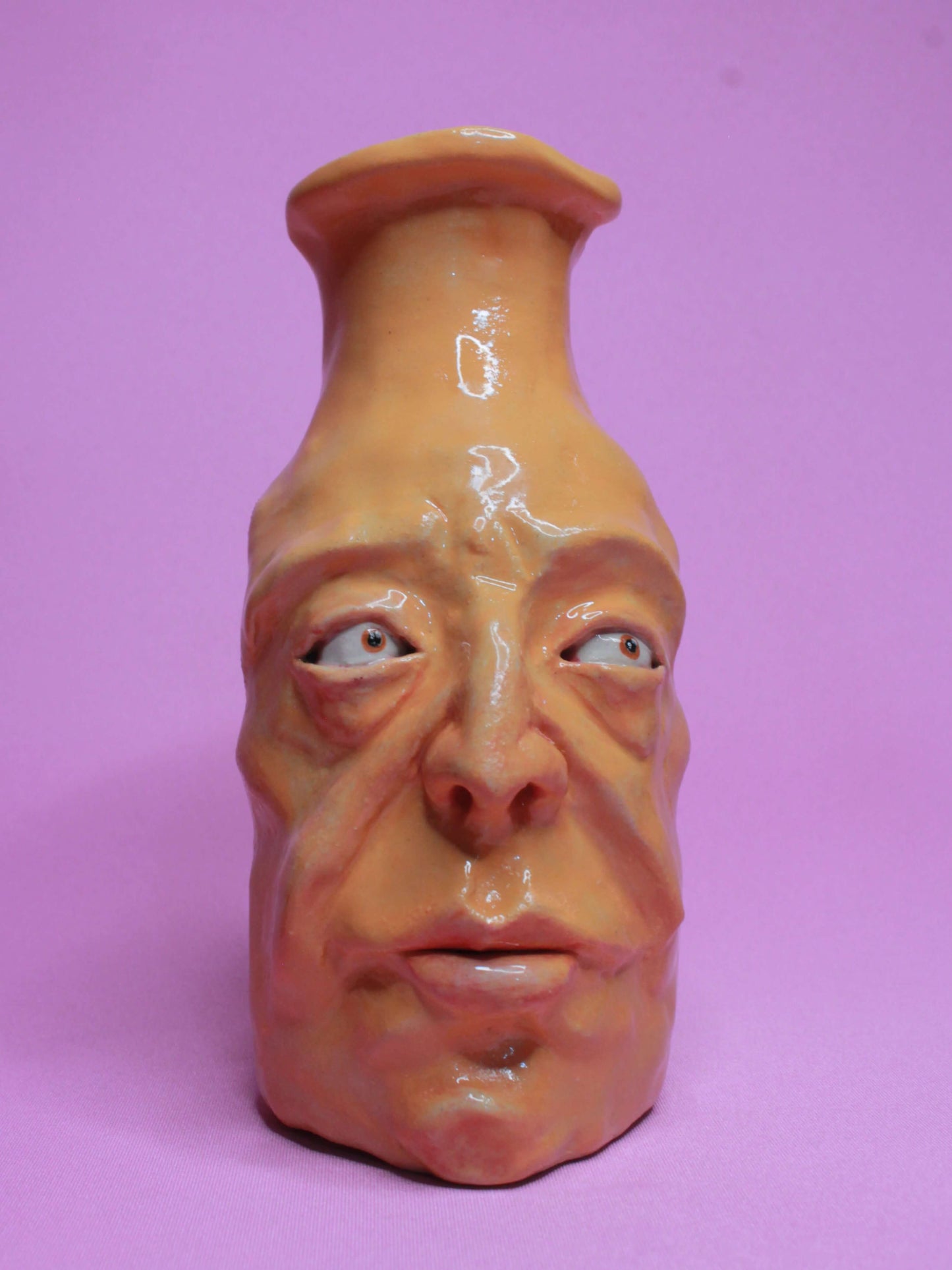 Yellow (Open Eyes) Ceramic Bottle Vase Goblet - Small Handmade Ceramic Bud Vase