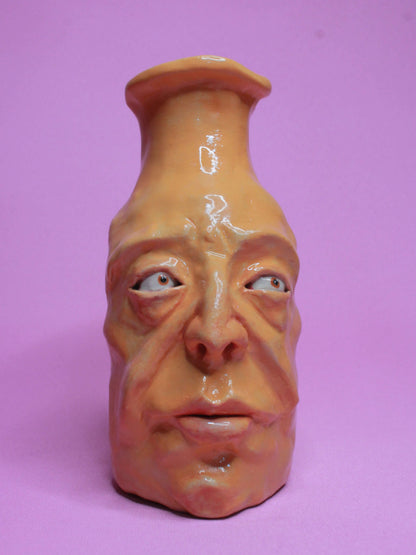 Yellow (Open Eyes) Ceramic Bottle Vase Goblet - Small Handmade Ceramic Bud Vase