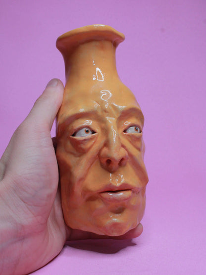 Yellow (Open Eyes) Ceramic Bottle Vase Goblet - Small Handmade Ceramic Bud Vase