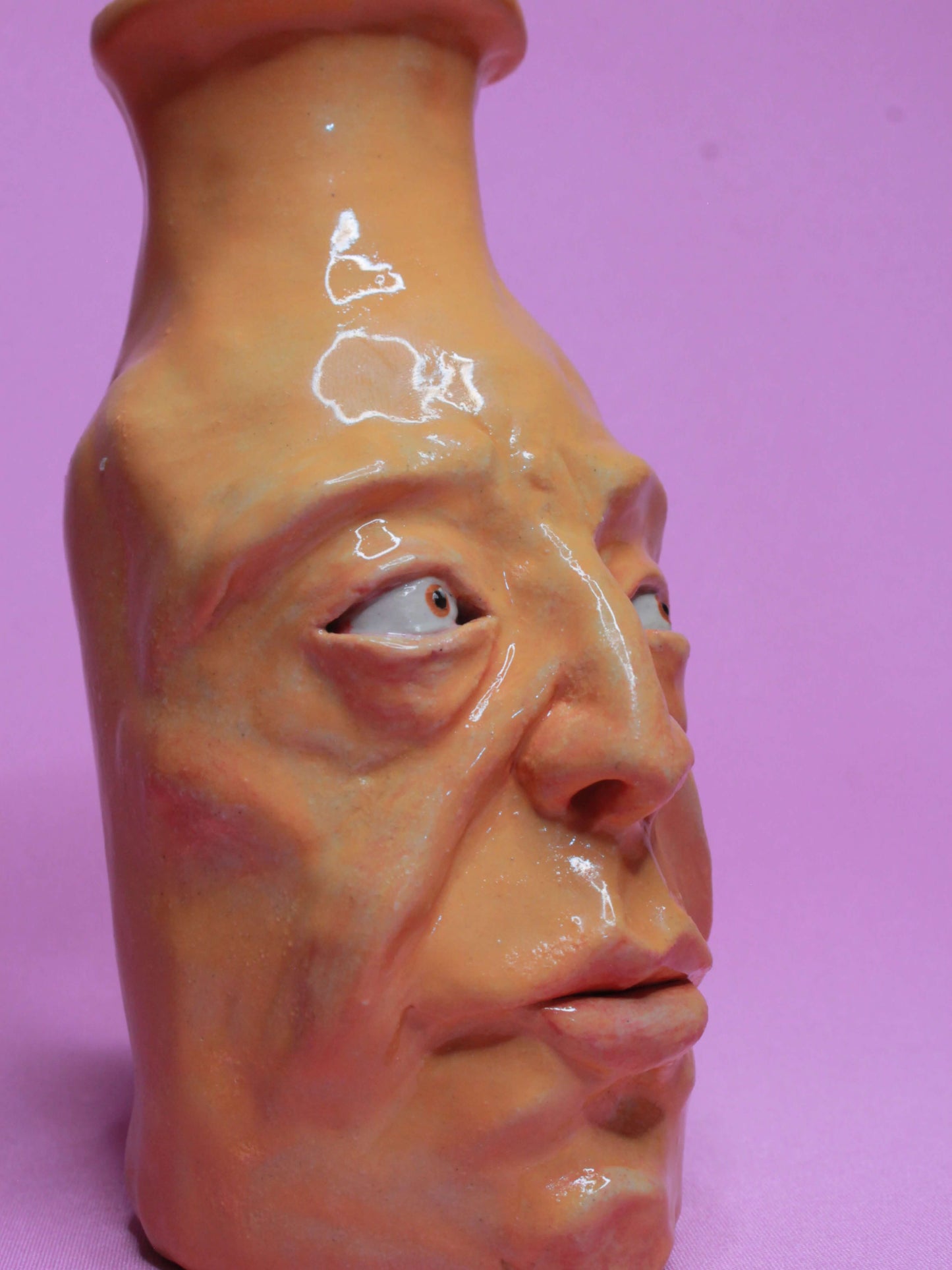 Yellow (Open Eyes) Ceramic Bottle Vase Goblet - Small Handmade Ceramic Bud Vase