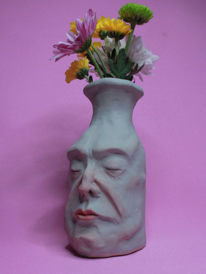Turquoise (Matte Finish) Ceramic Bottle Vase Goblet - Small Handmade Ceramic Bud Vase