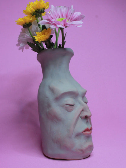 Turquoise (Matte Finish) Ceramic Bottle Vase Goblet - Small Handmade Ceramic Bud Vase