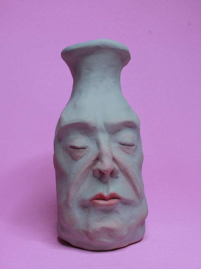 Turquoise (Matte Finish) Ceramic Bottle Vase Goblet - Small Handmade Ceramic Bud Vase
