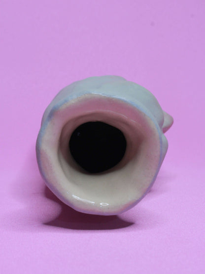 Turquoise (Matte Finish) Ceramic Bottle Vase Goblet - Small Handmade Ceramic Bud Vase