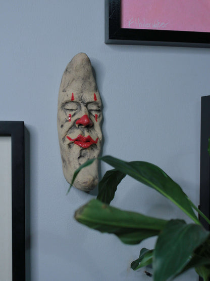 Small Clown Crescent Moon Ceramic Wall Ornament