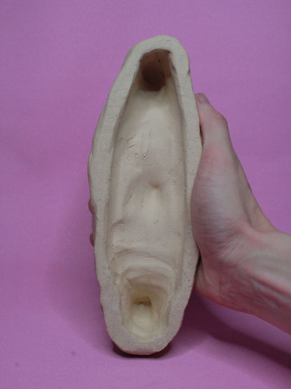 Large Crescent Moon Ceramic Wall Ornament - Open Eyes