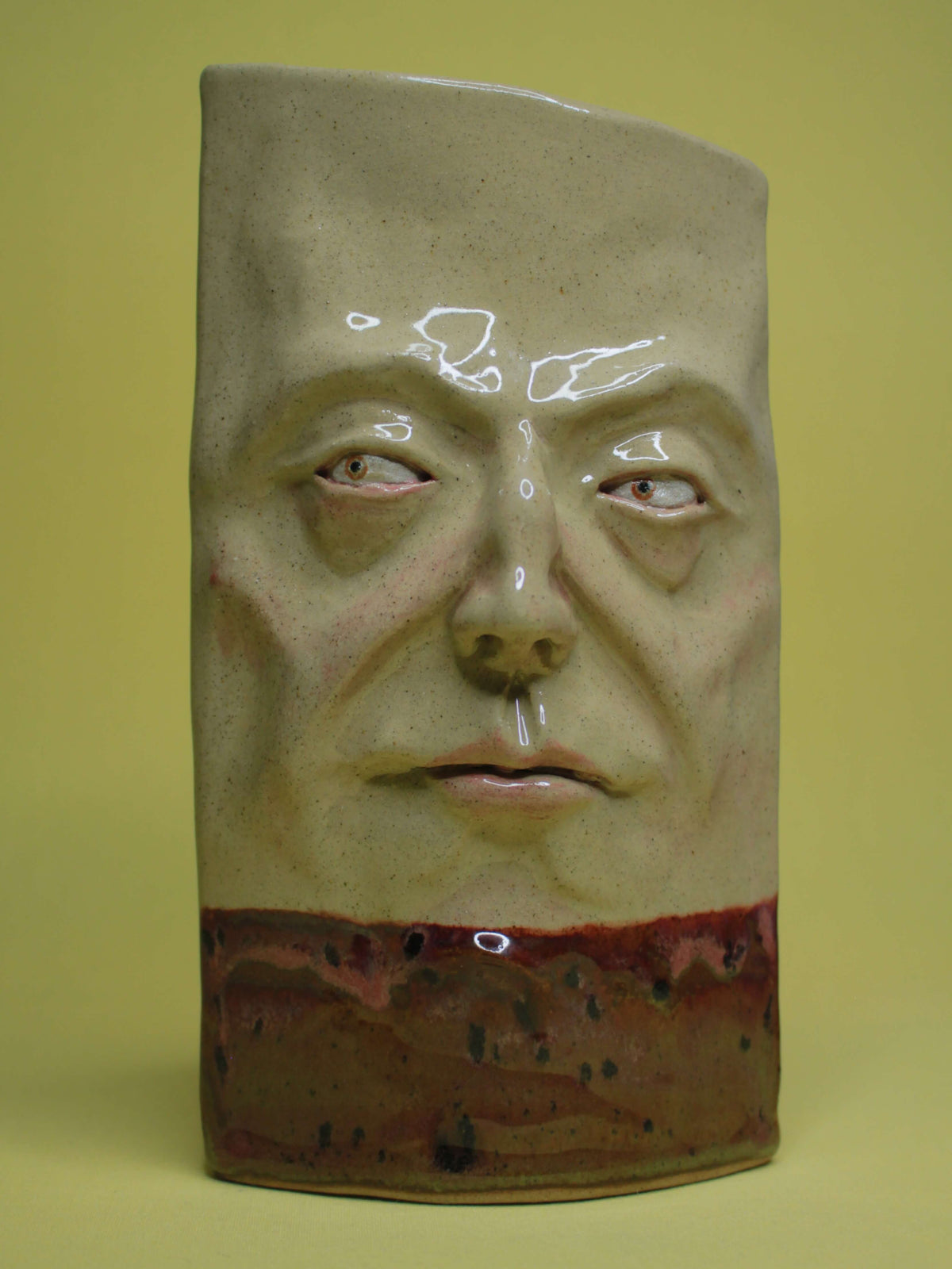 Mischievous Side-Eye Slim Ceramic Face Vase (Large)