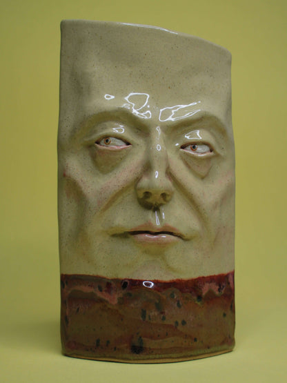 Mischievous Side-Eye Slim Ceramic Face Vase (Large)