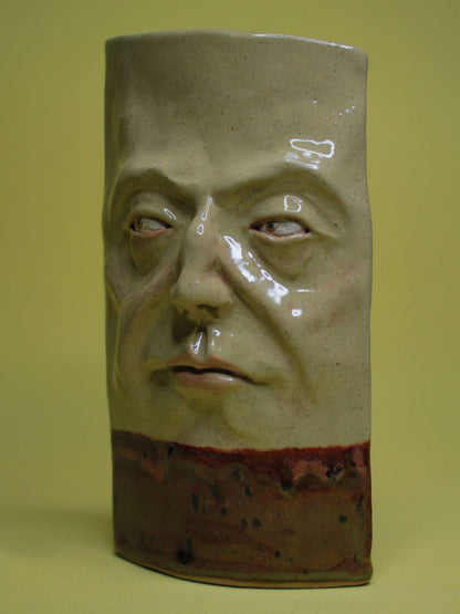 Mischievous Side-Eye Slim Ceramic Face Vase (Large)