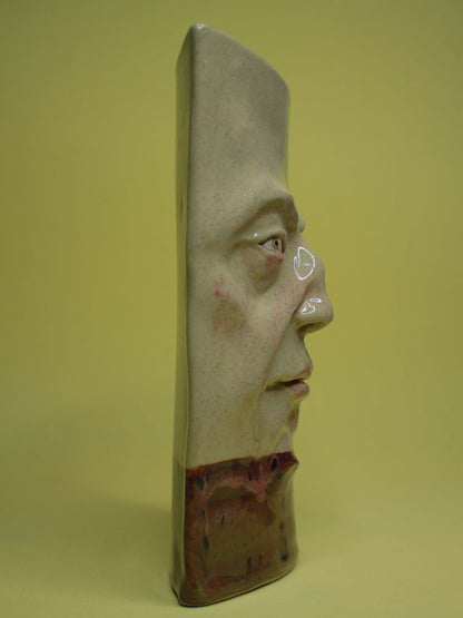 Mischievous Side-Eye Slim Ceramic Face Vase (Large)