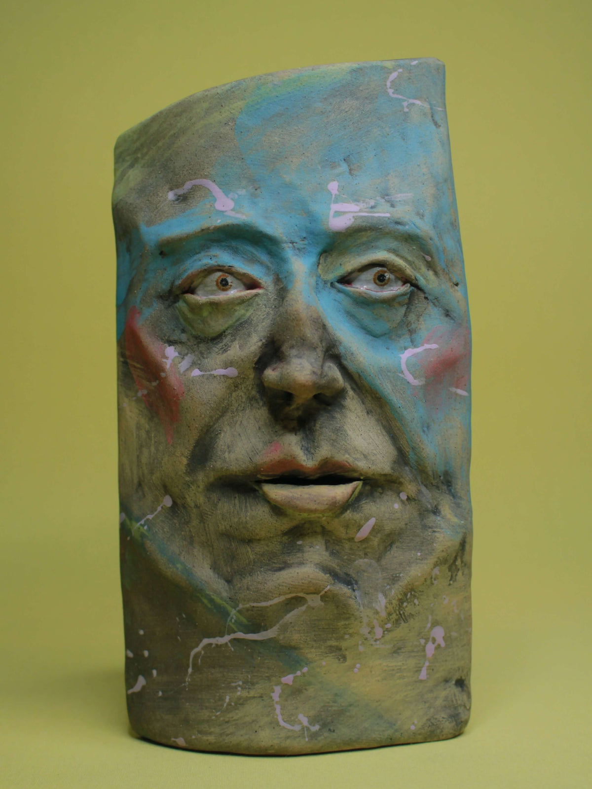 Abstract Expressionist Style Slim Ceramic Face Vase (Large)