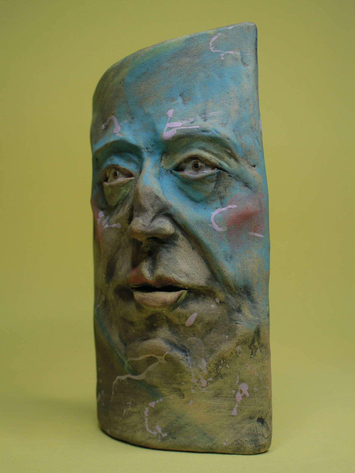 Abstract Expressionist Style Slim Ceramic Face Vase (Large)