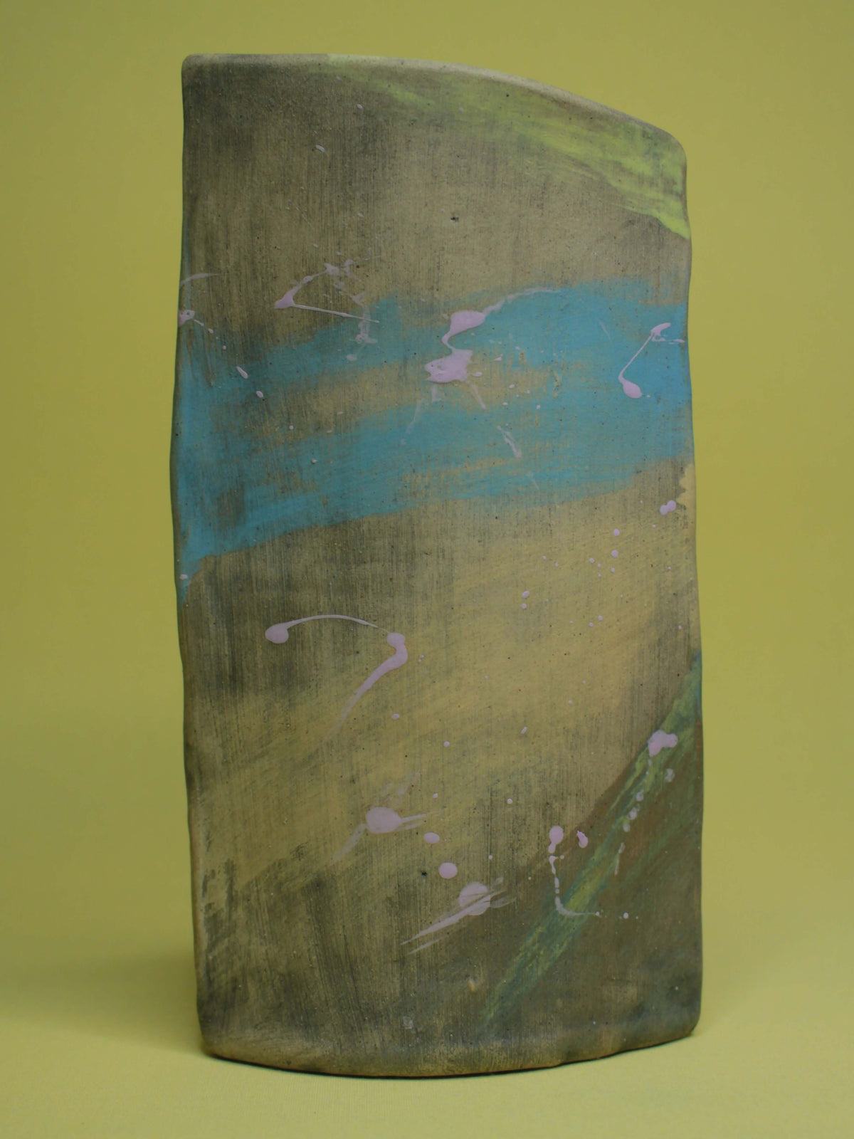 Abstract Expressionist Style Slim Ceramic Face Vase (Large)