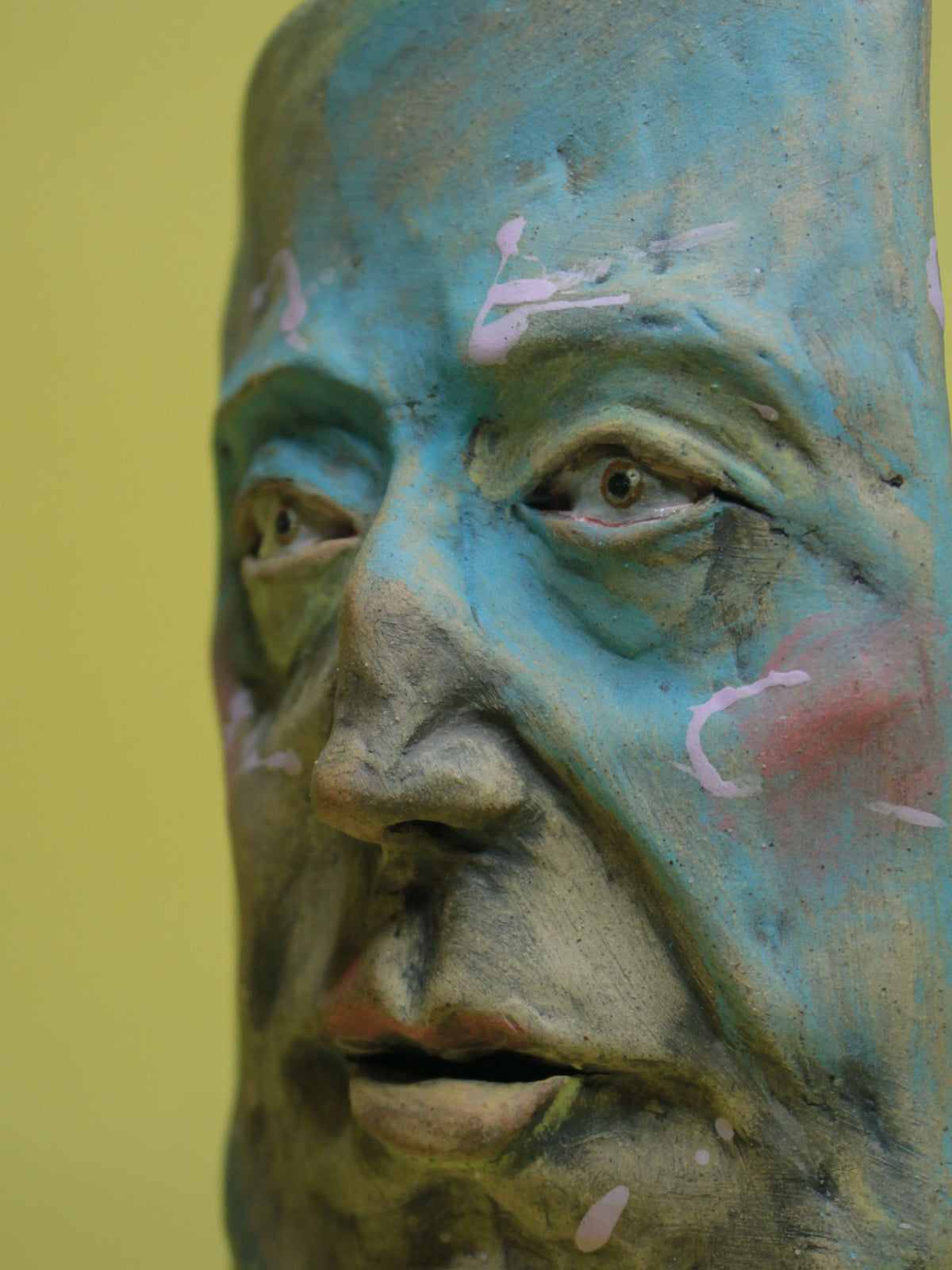Abstract Expressionist Style Slim Ceramic Face Vase (Large)