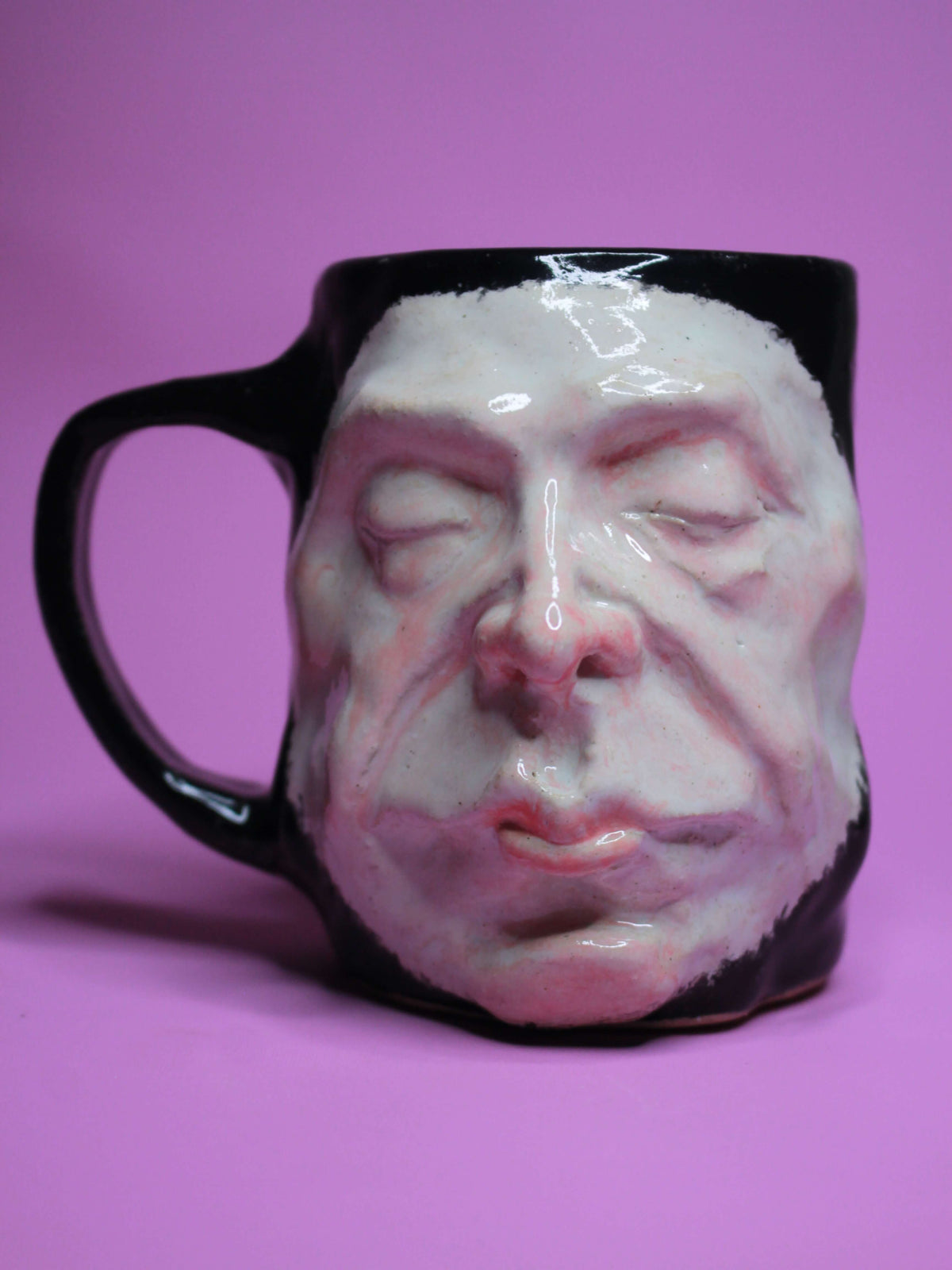 Macabre Death Mask Face Mug - Strange Handmade Ceramic Mug