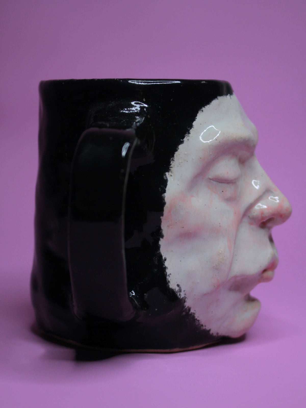 Macabre Death Mask Face Mug - Strange Handmade Ceramic Mug