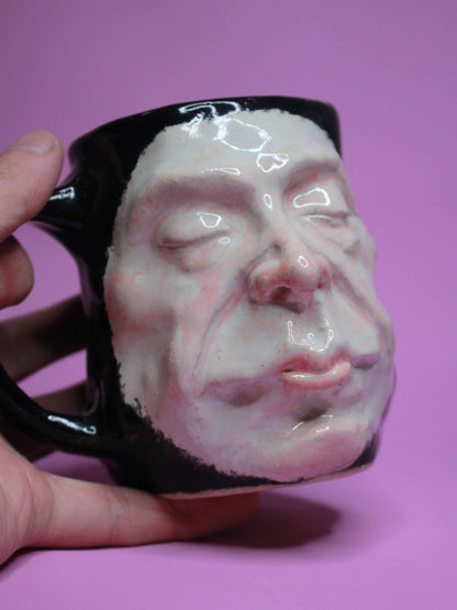 Macabre Death Mask Face Mug - Strange Handmade Ceramic Mug
